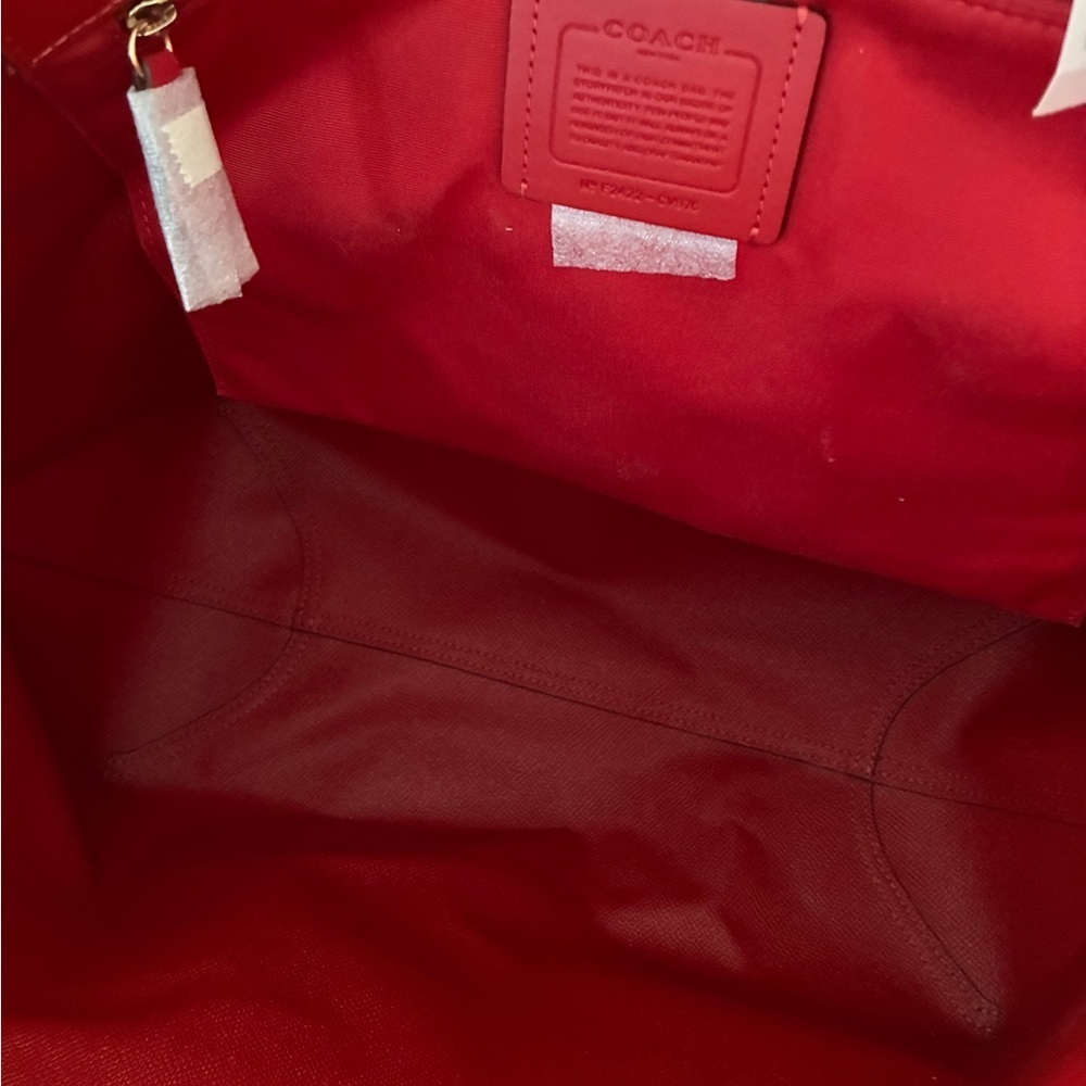 Coach Signature Tote in Brown and Red - Picture 5 of 9